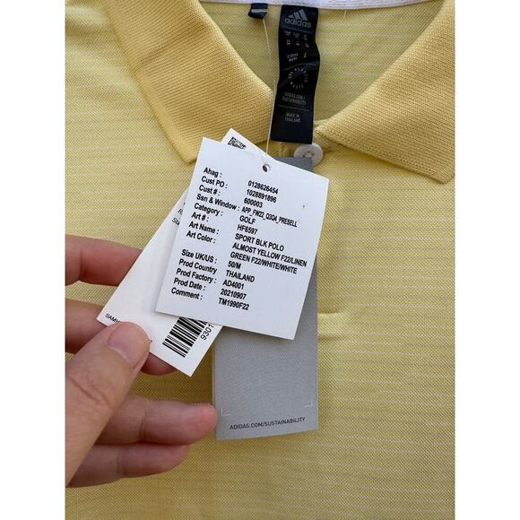 Adidas Golf Sport Polo Yellow Medium NWT - Picture 6 of 7
